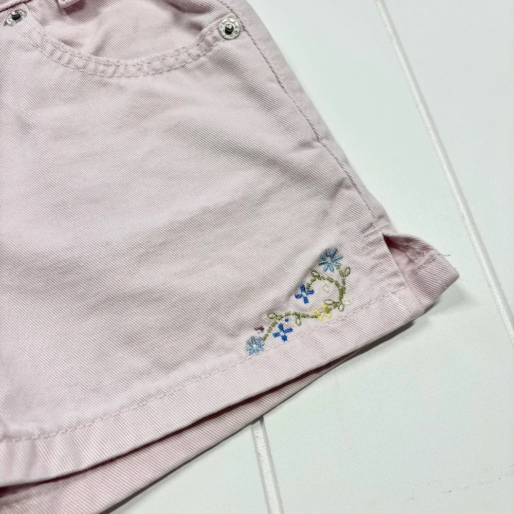 Vintage Little Levi's High‎ Waist Paper Bag Pink Embroidered Shorts, Size 4T